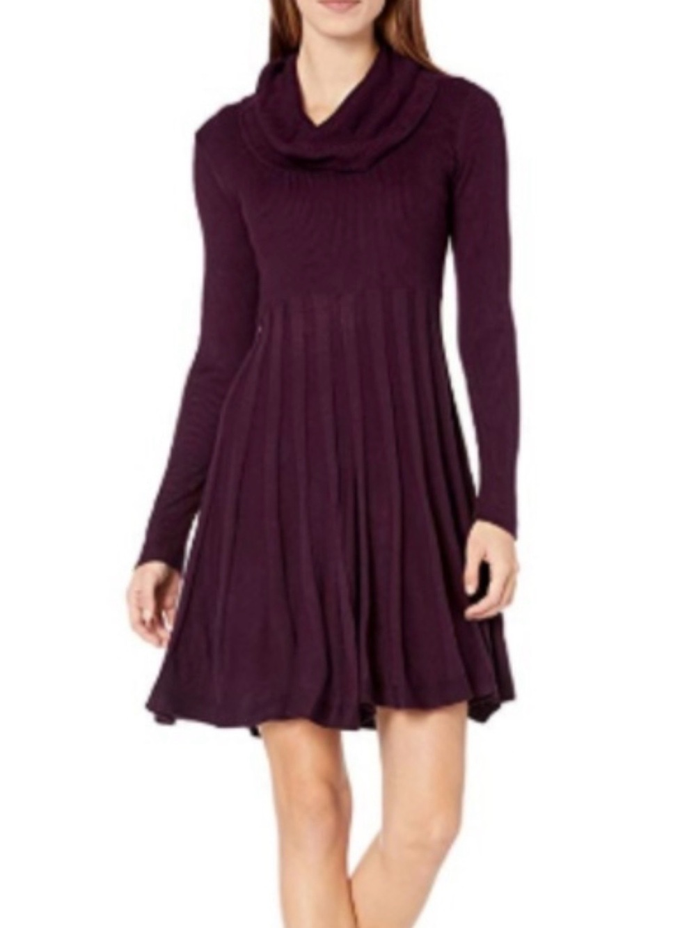 Calvin Klein NWT Burgundy Cowl Neck Sweater Dress Fit Flare Elbow Patch Size xxl